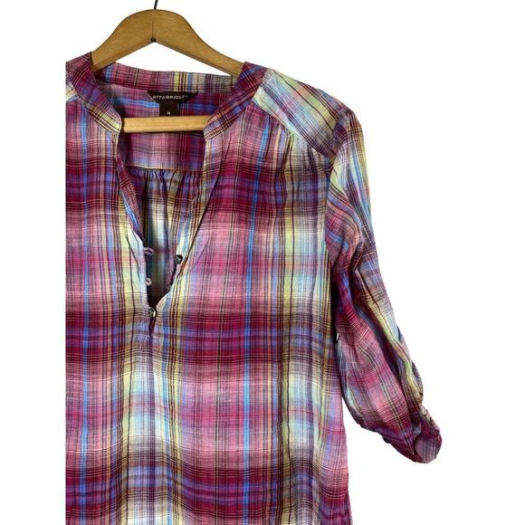 Bit & Bridle Size Medium Shirt Plaid Tunic Popover Top Tartan Western Wear - Picture 4 of 7